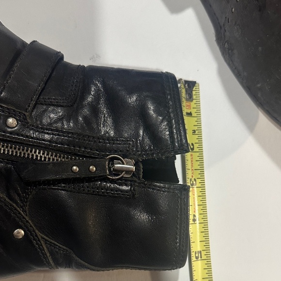 UGG Black Leather Fabrizia biker ankle booties side zipper 2 side belt buckles - Picture 7 of 16